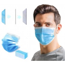 Set 10 Masti protectie Faciala cu 3 pliuri, cu elastic si fixare metalica pentru nas